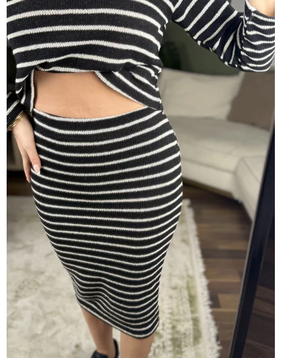 ÇİZGİLİ CROP- ETEK TAKIM