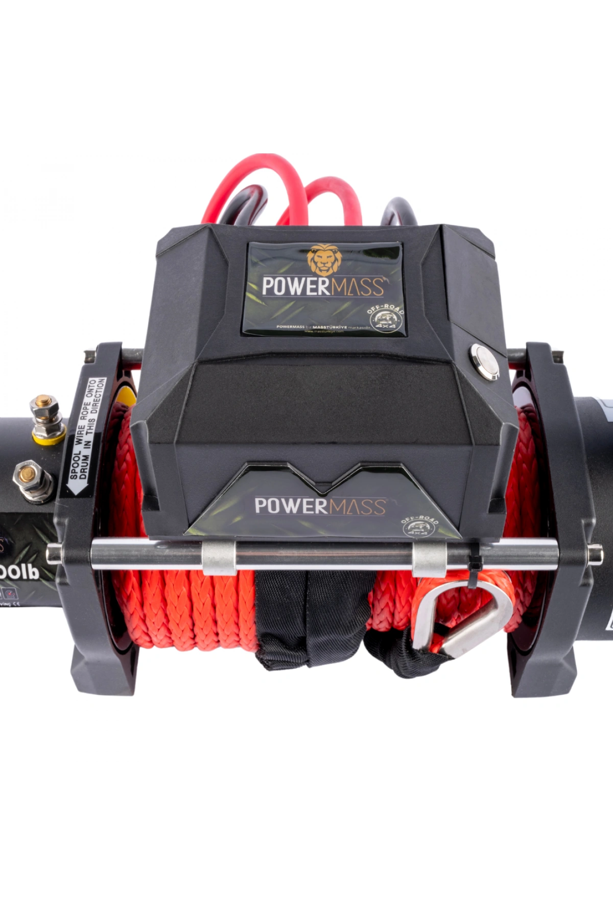 PowerMass 13500 LB Kırmızı Sentetik Halatlı Off-road Vinç 12V
