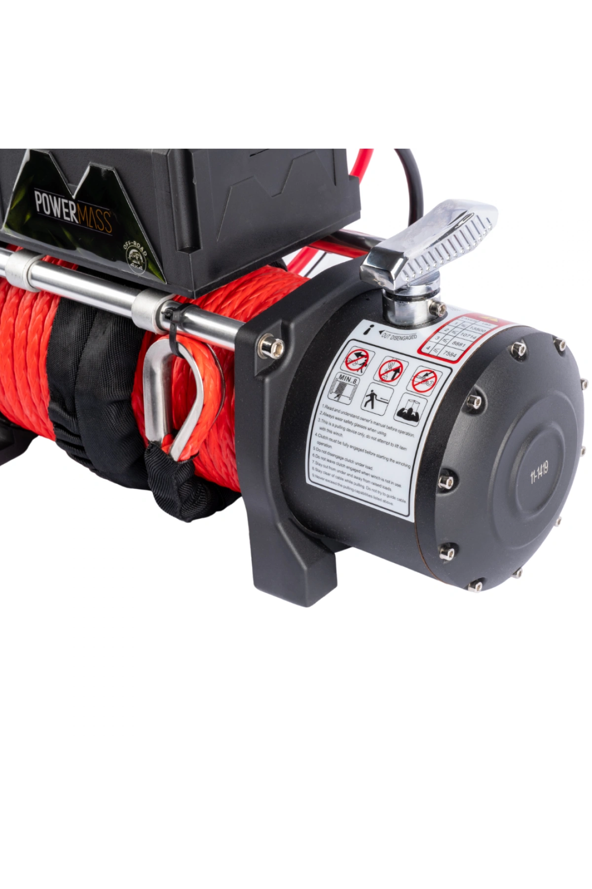 PowerMass 13500 LB Kırmızı Sentetik Halatlı Off-road Vinç 12V