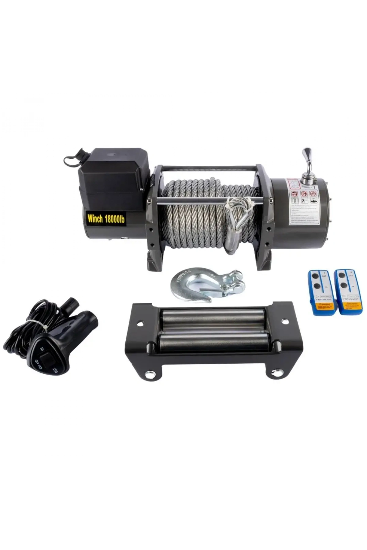 PowerMass 24V 18000 LB Çelik Halatlı Vinç