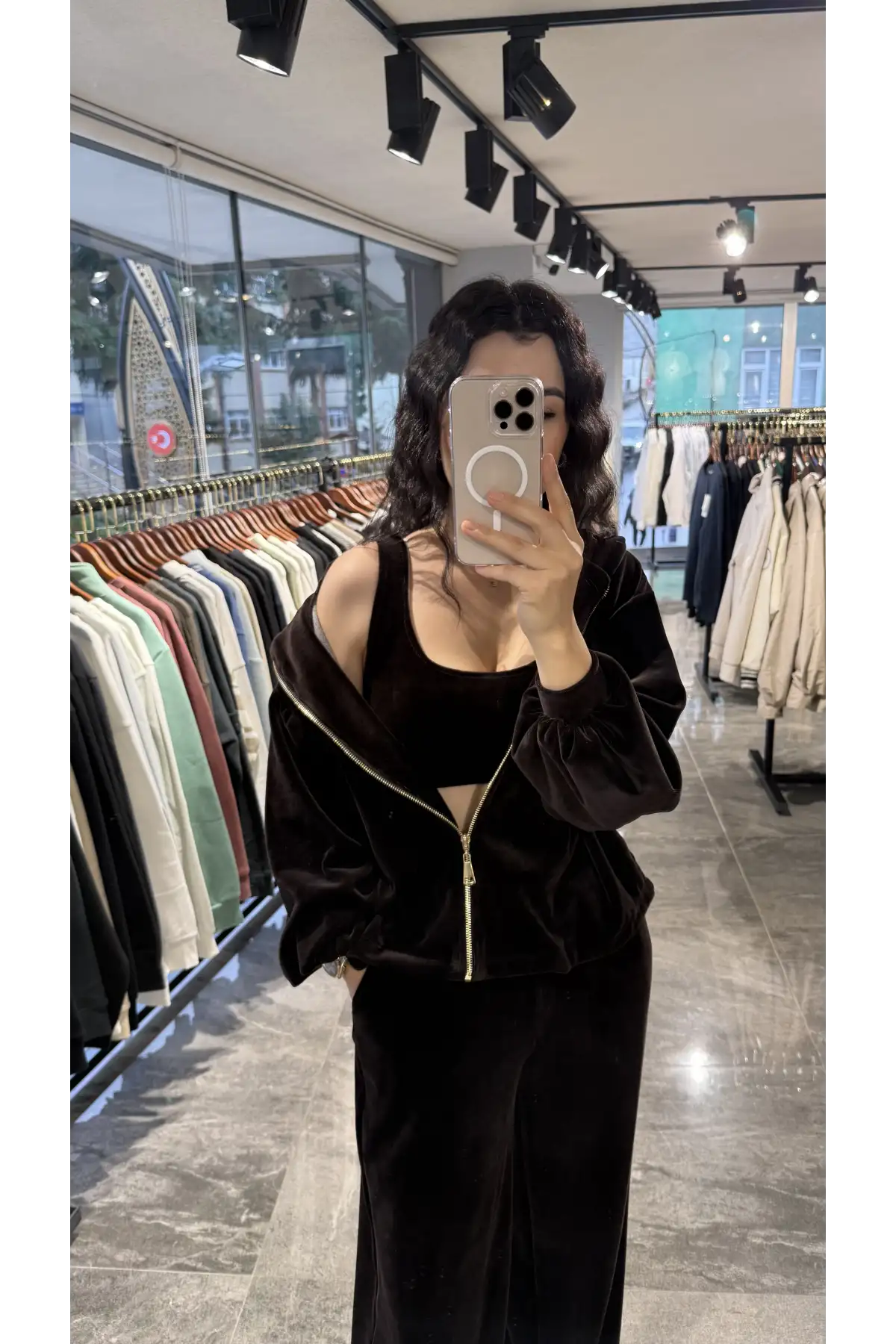 Kahve Kadife Üçlü Takım