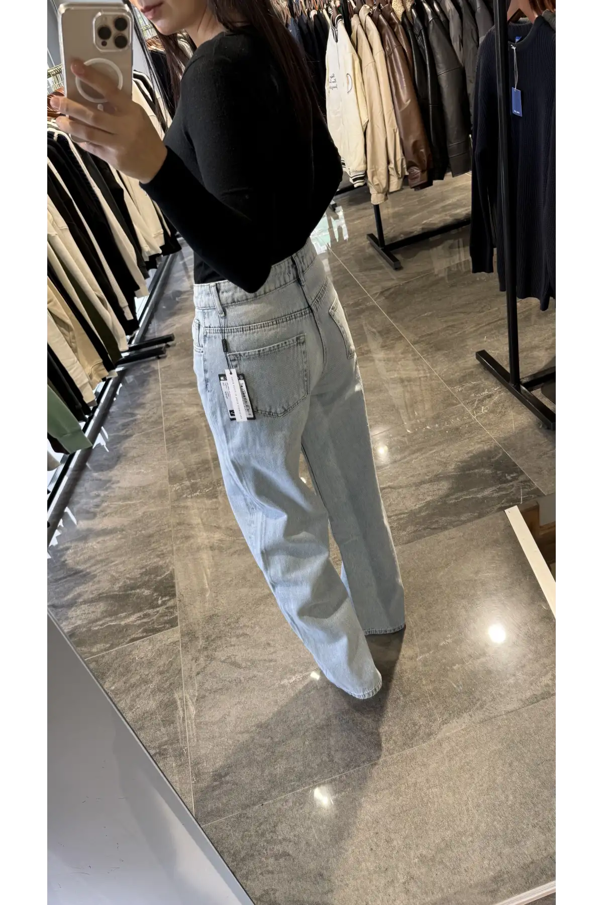 Yüksek Bel Mom Buz Mavisi Kot Jean Pantolon