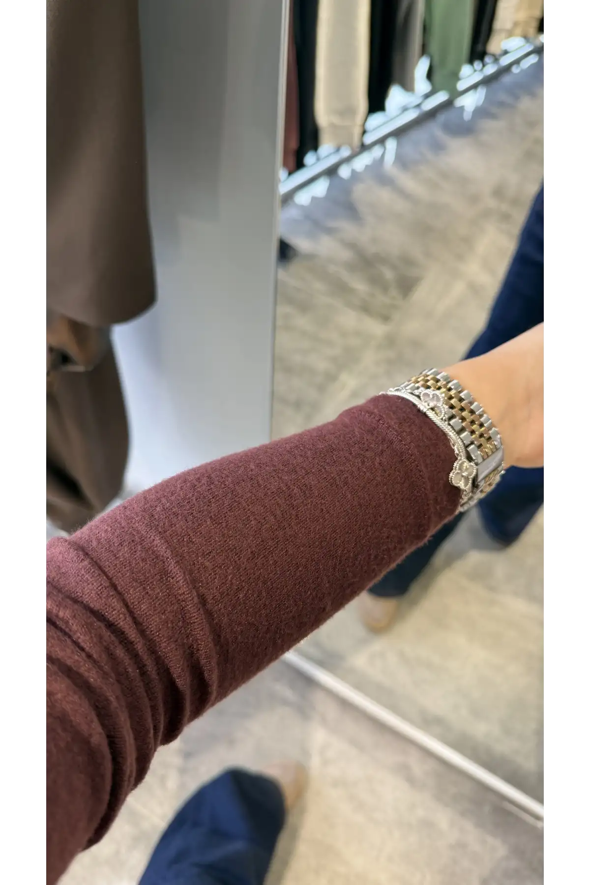 Bisiklet Yaka Kaşmir Bordo Body