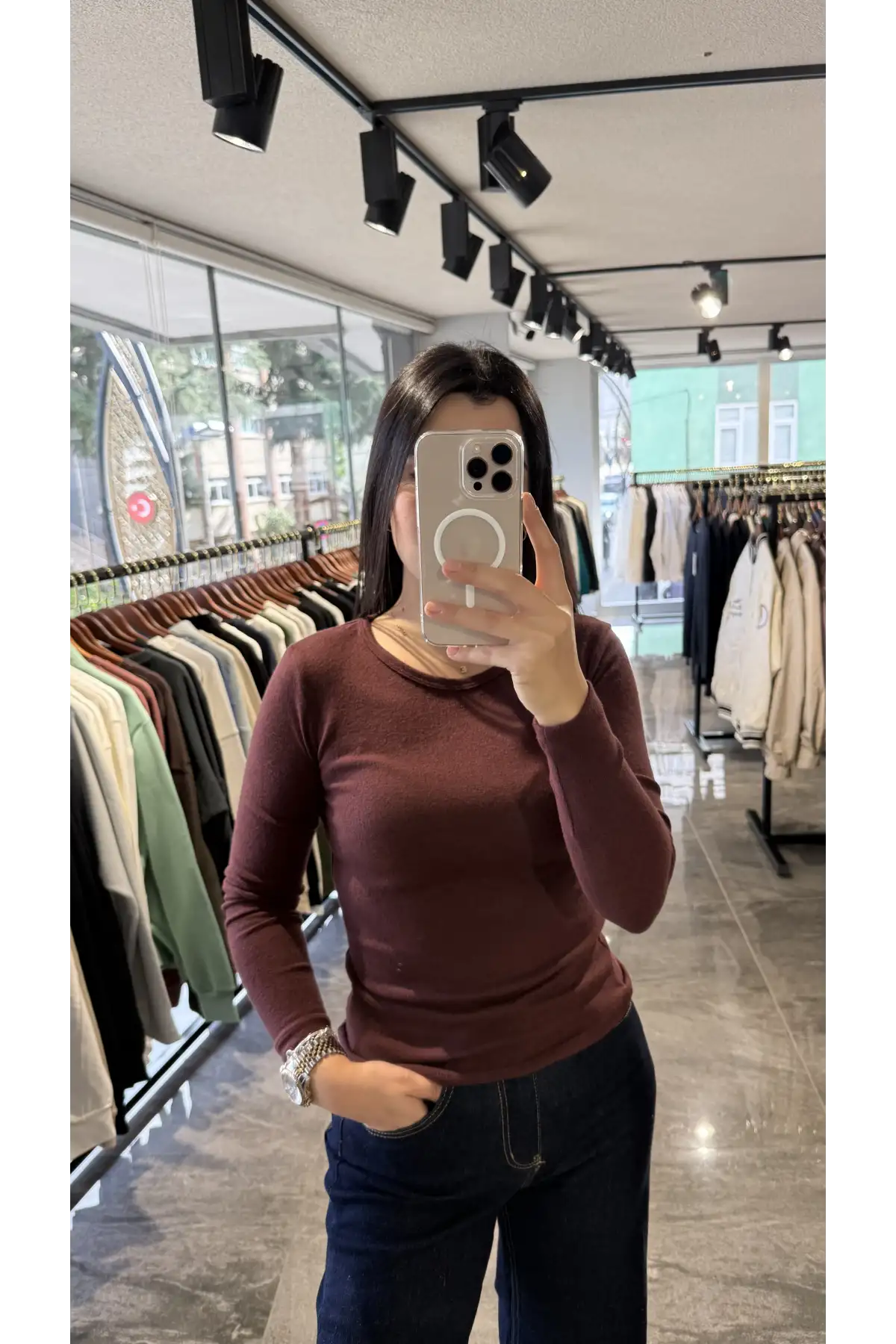 Bisiklet Yaka Kaşmir Bordo Body