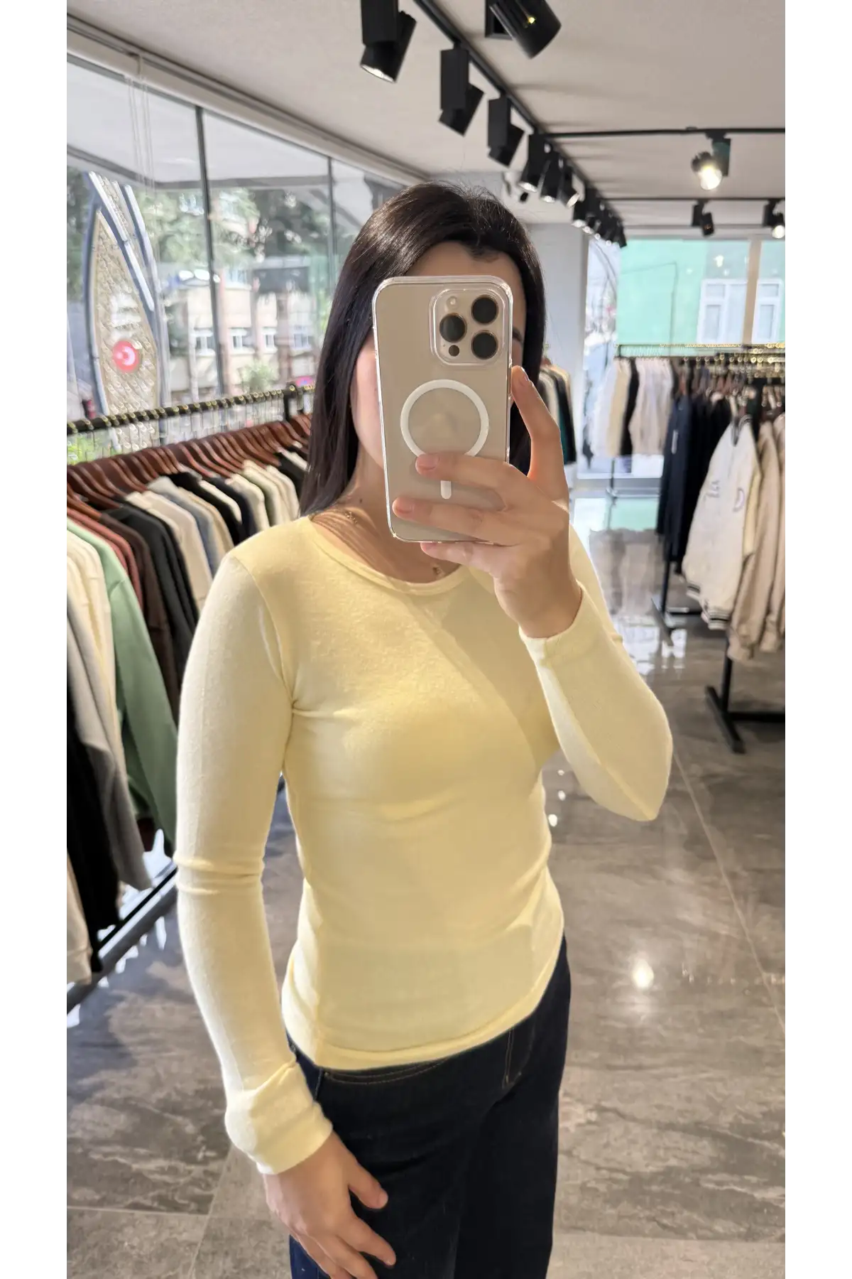 Bisiklet Yaka Kaşmir Sarı Body