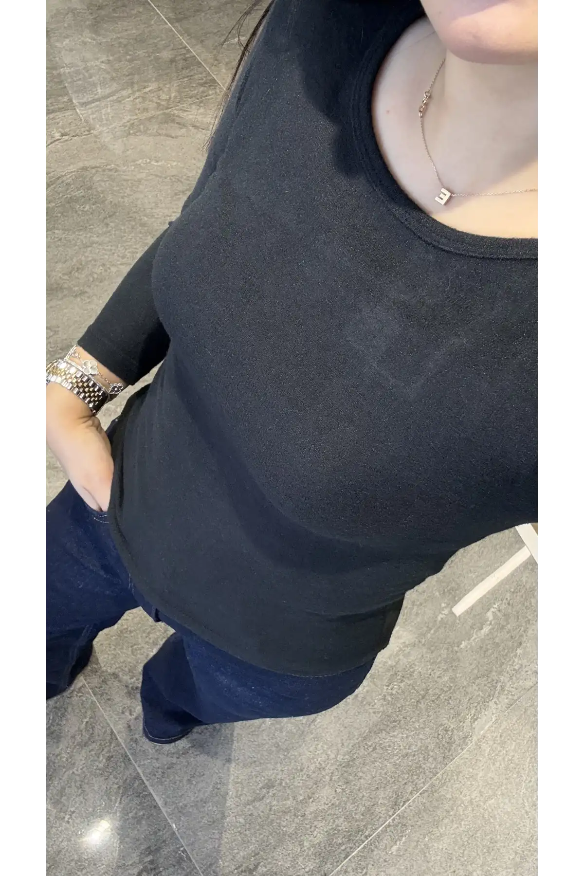 Bisiklet Yaka Kaşmir Siyah Body