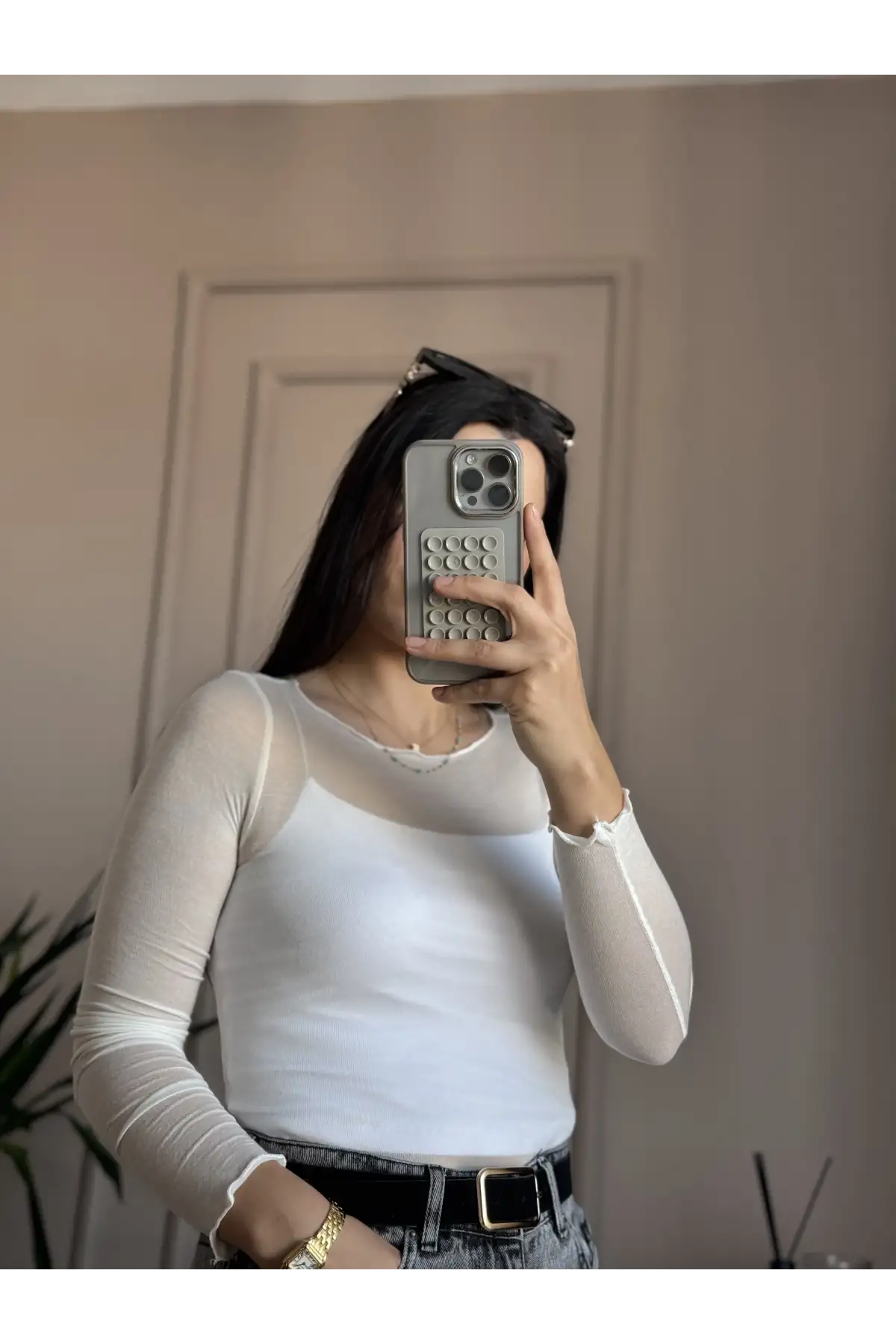 Transparan Modal Kumaş Beyaz Body