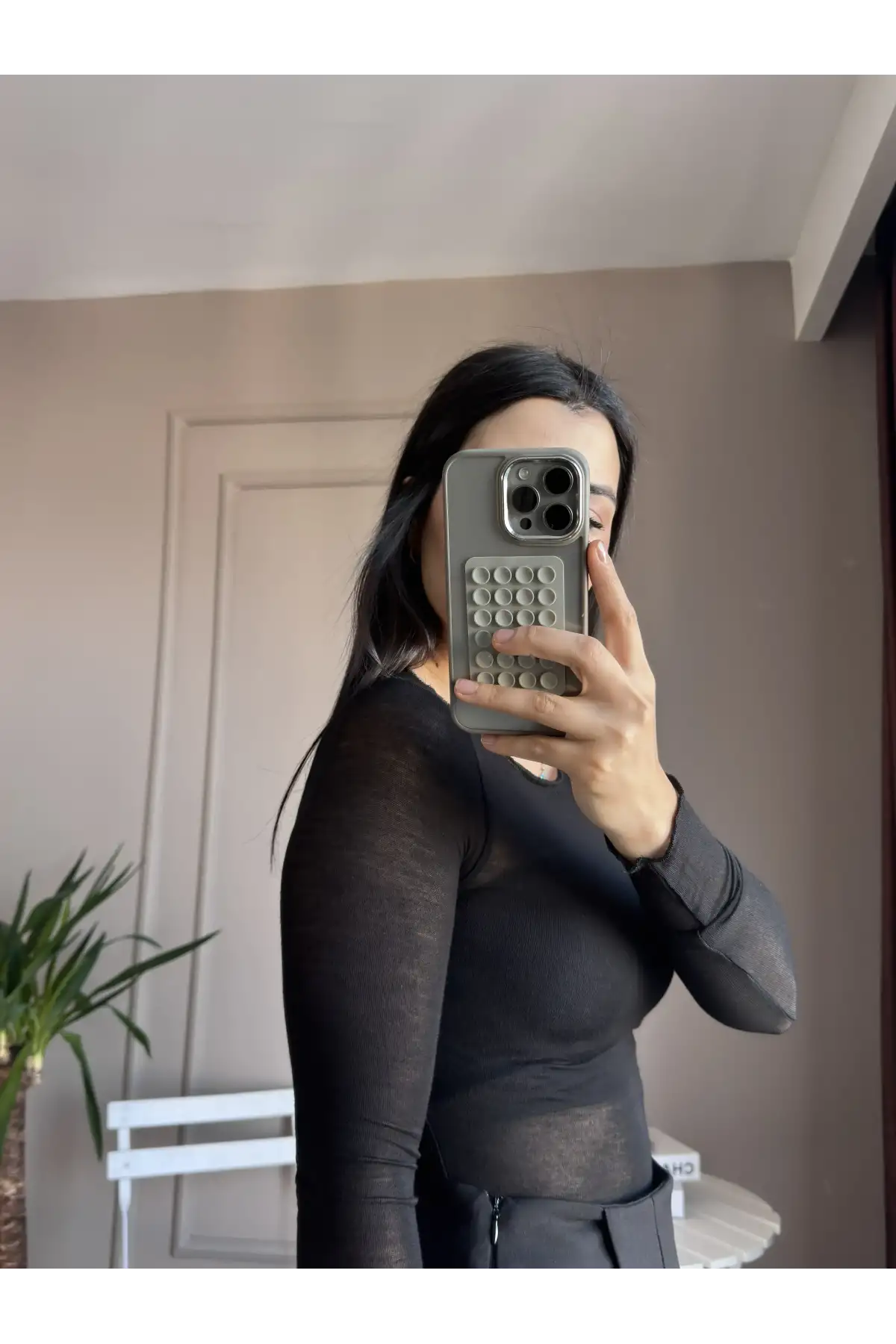 Transparan Modal Kumaş Siyah Body