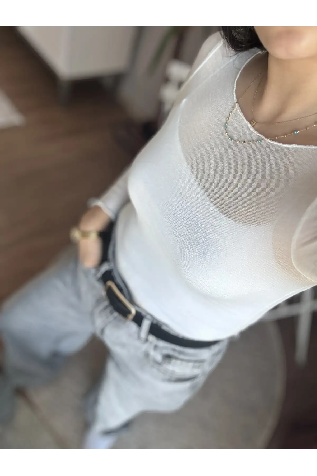 Transparan Modal Kumaş Beyaz Body