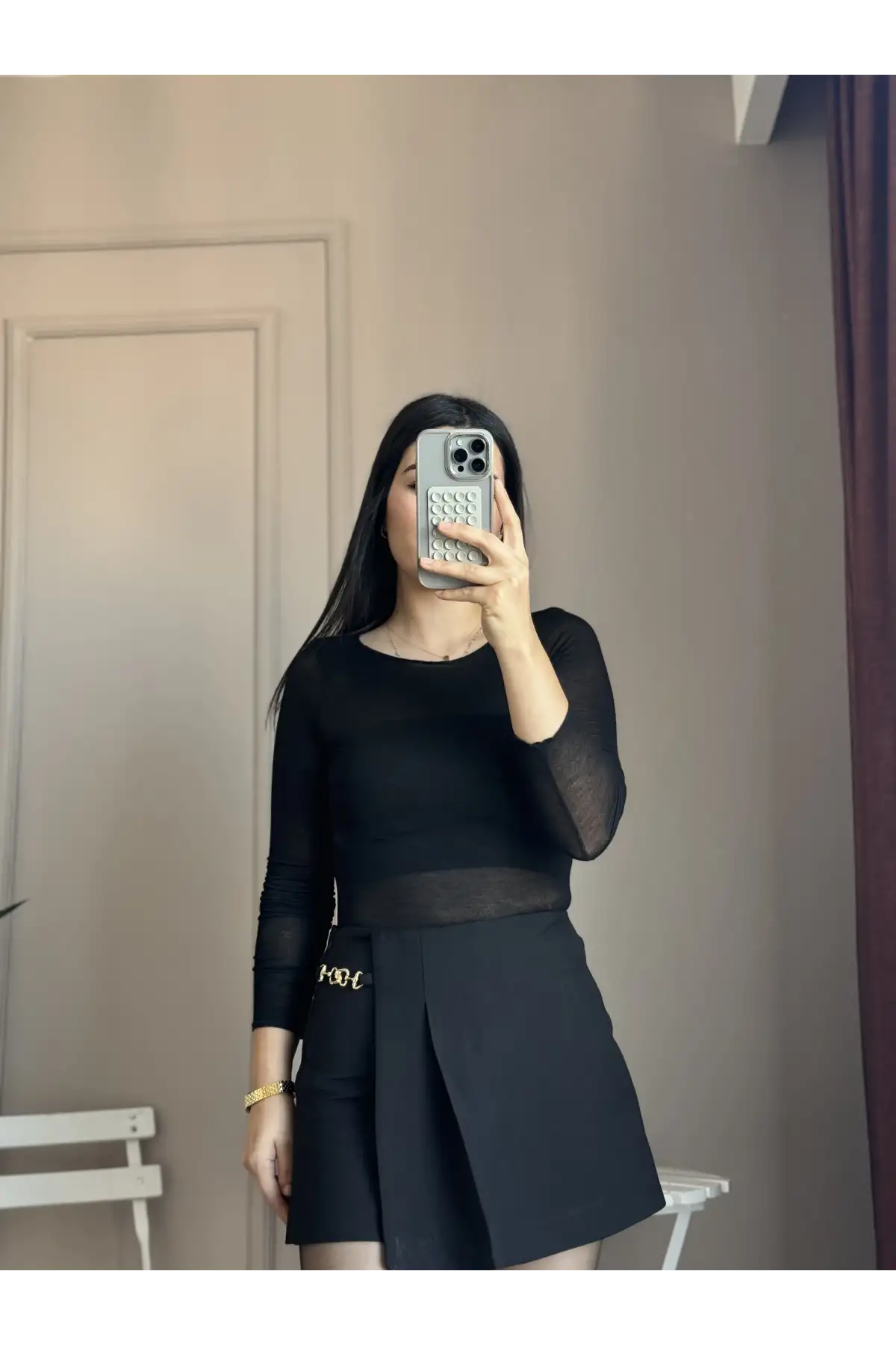 Transparan Modal Kumaş Siyah Body