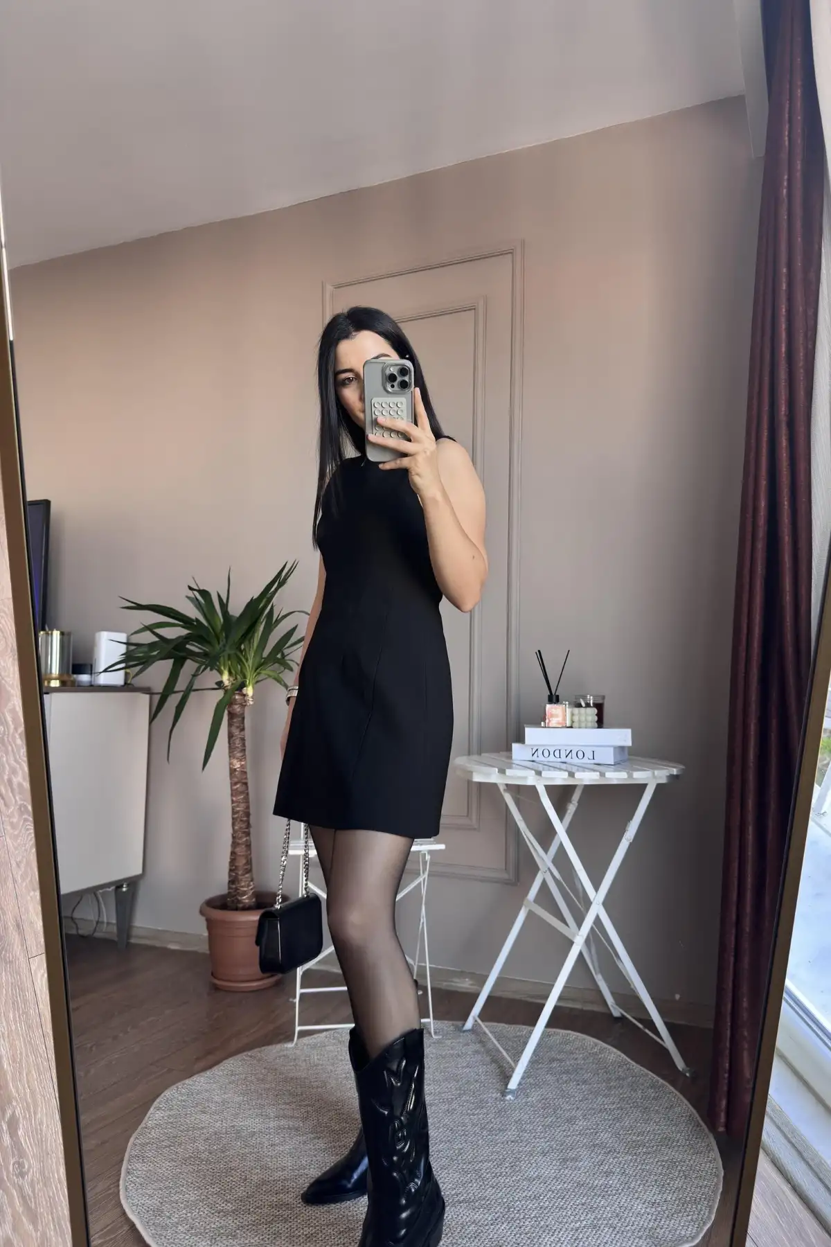 Mini Boy Kumaş Siyah Elbise