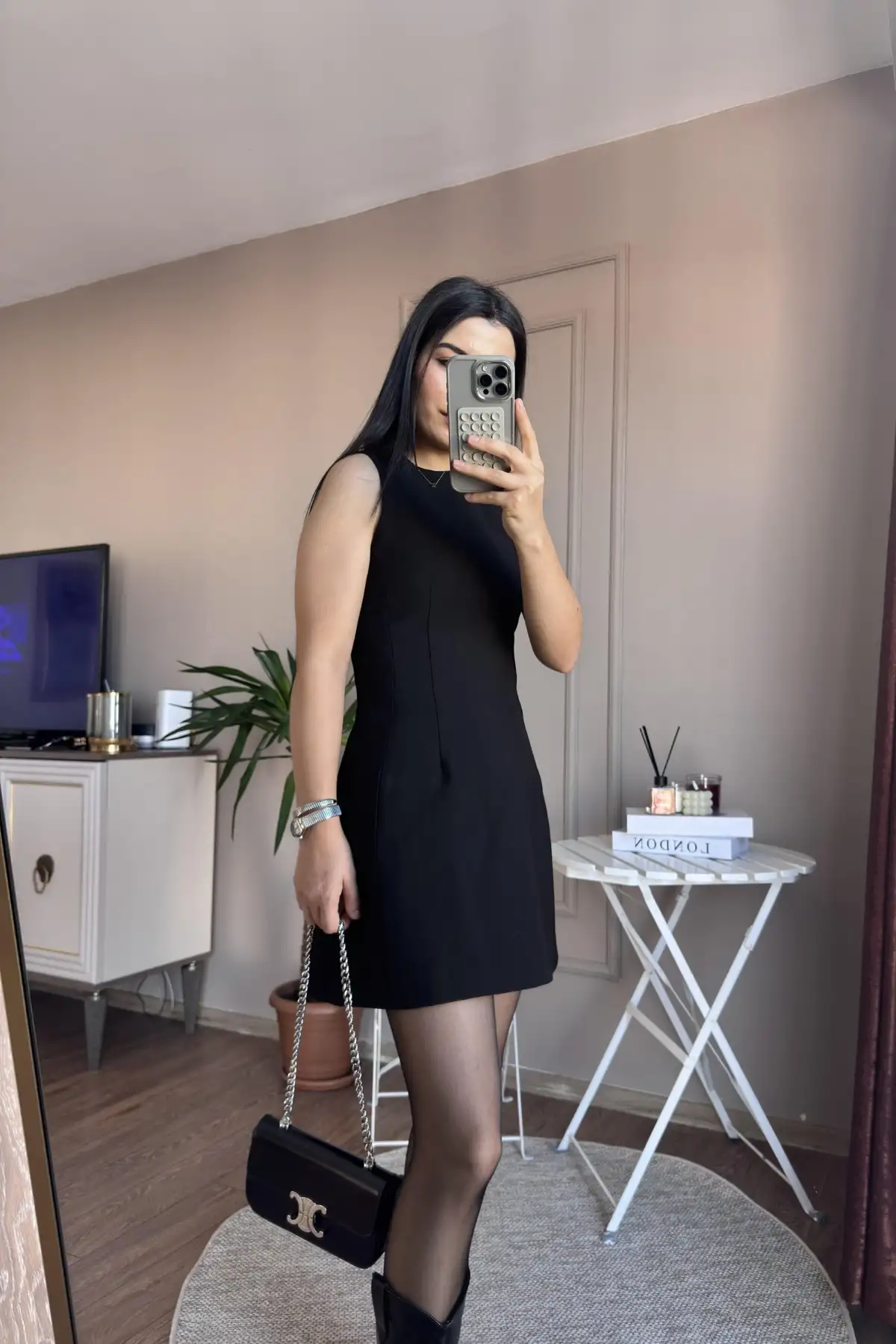 Mini Boy Kumaş Siyah Elbise