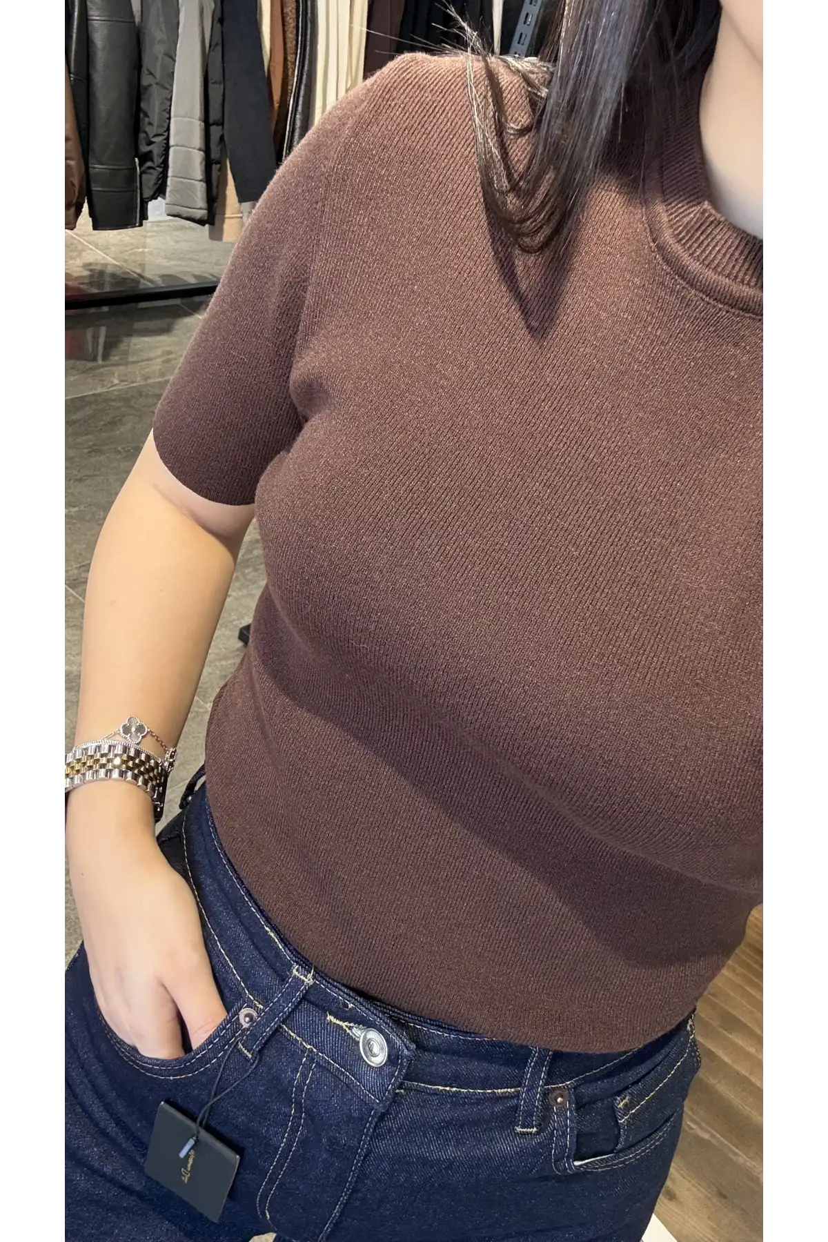 Mossimo Kahverengi Triko Bluz