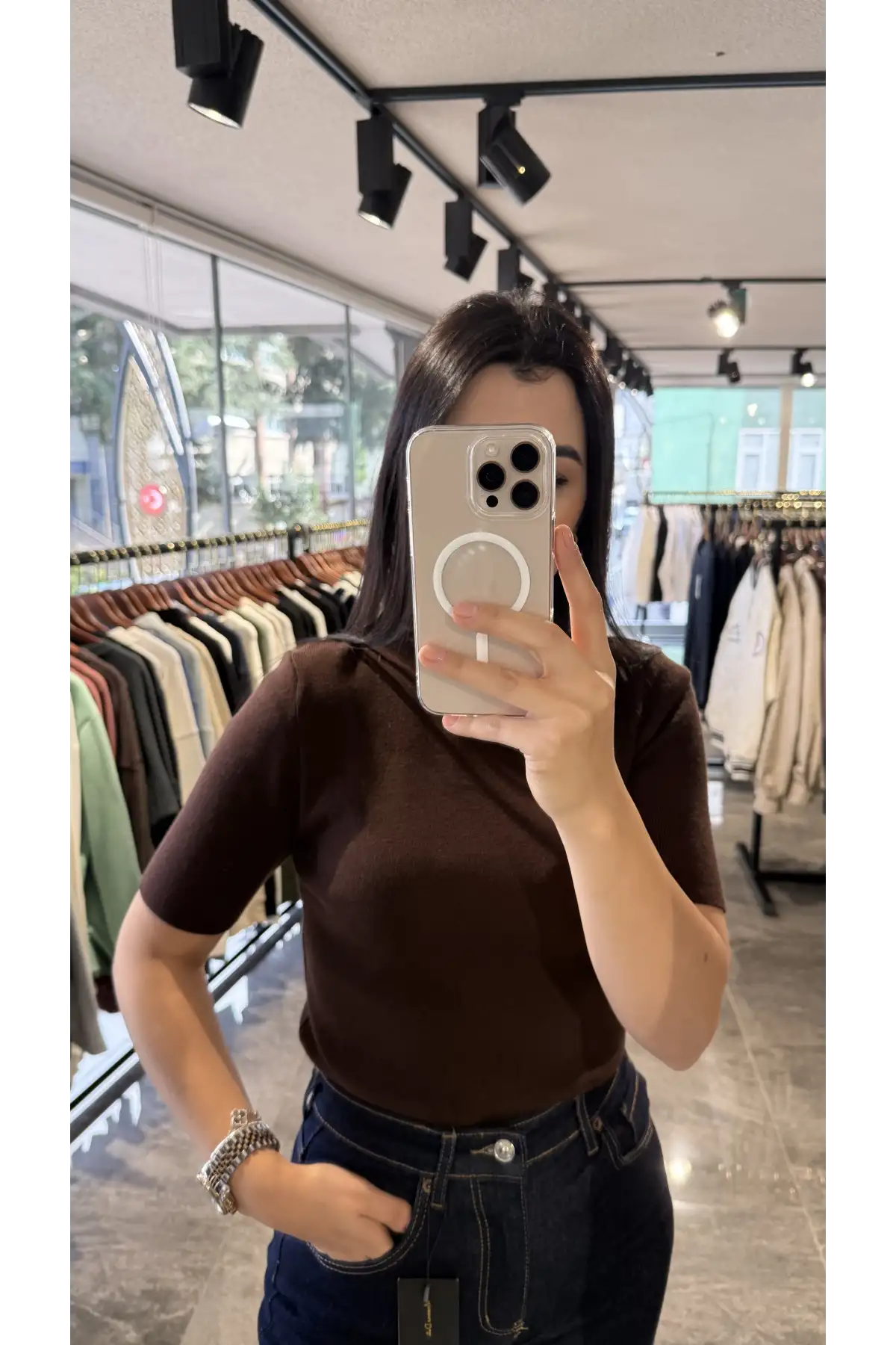 Mossimo Kahverengi Triko Bluz