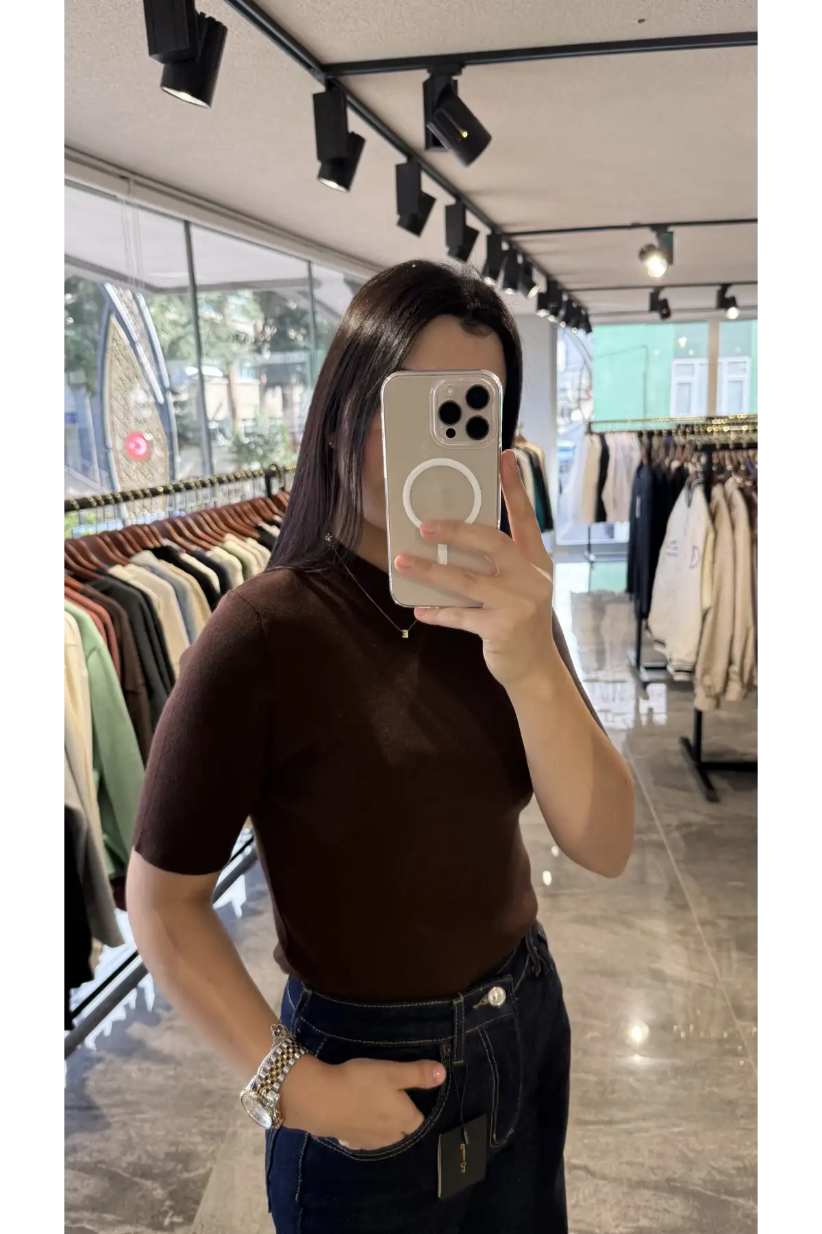 Mossimo Kahverengi Triko Bluz