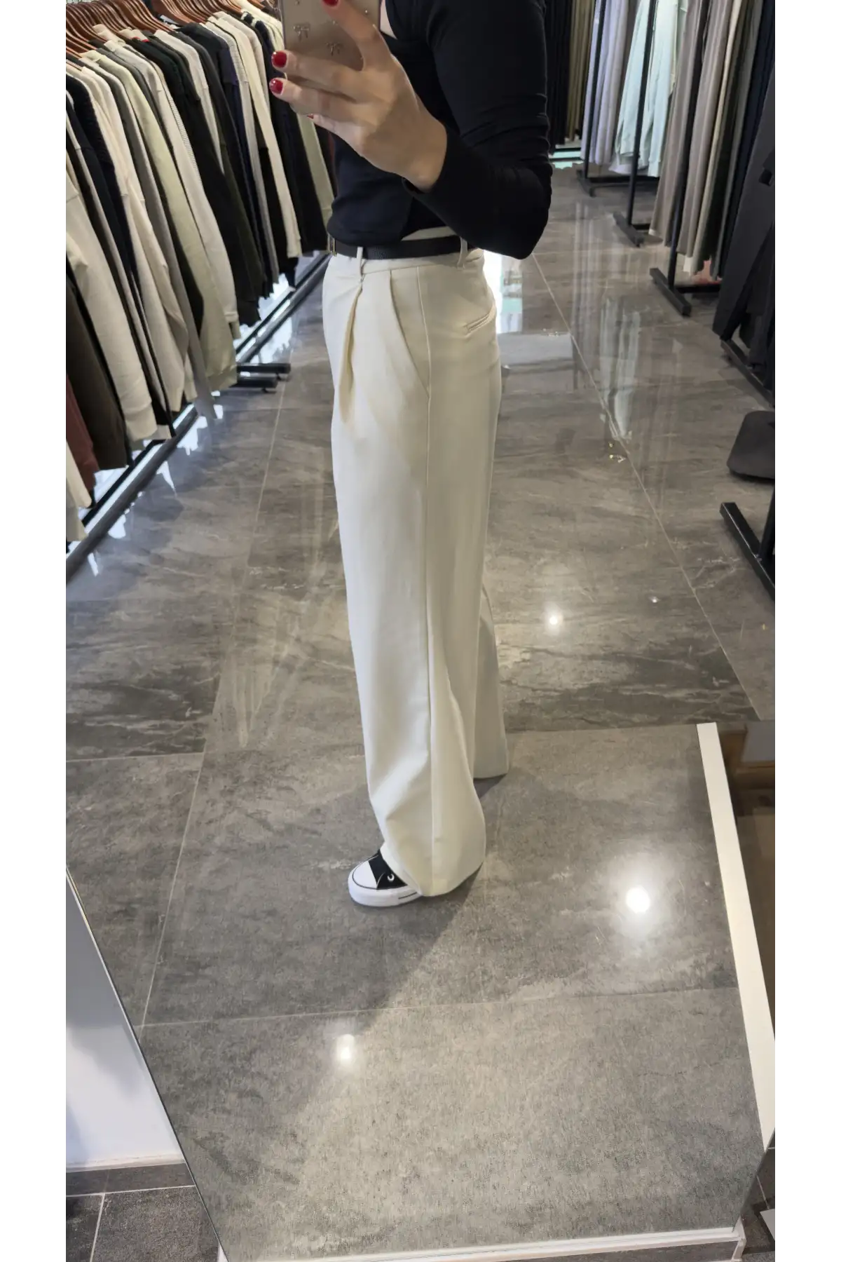 Tek Pile Ekru Palazzo Pantolon
