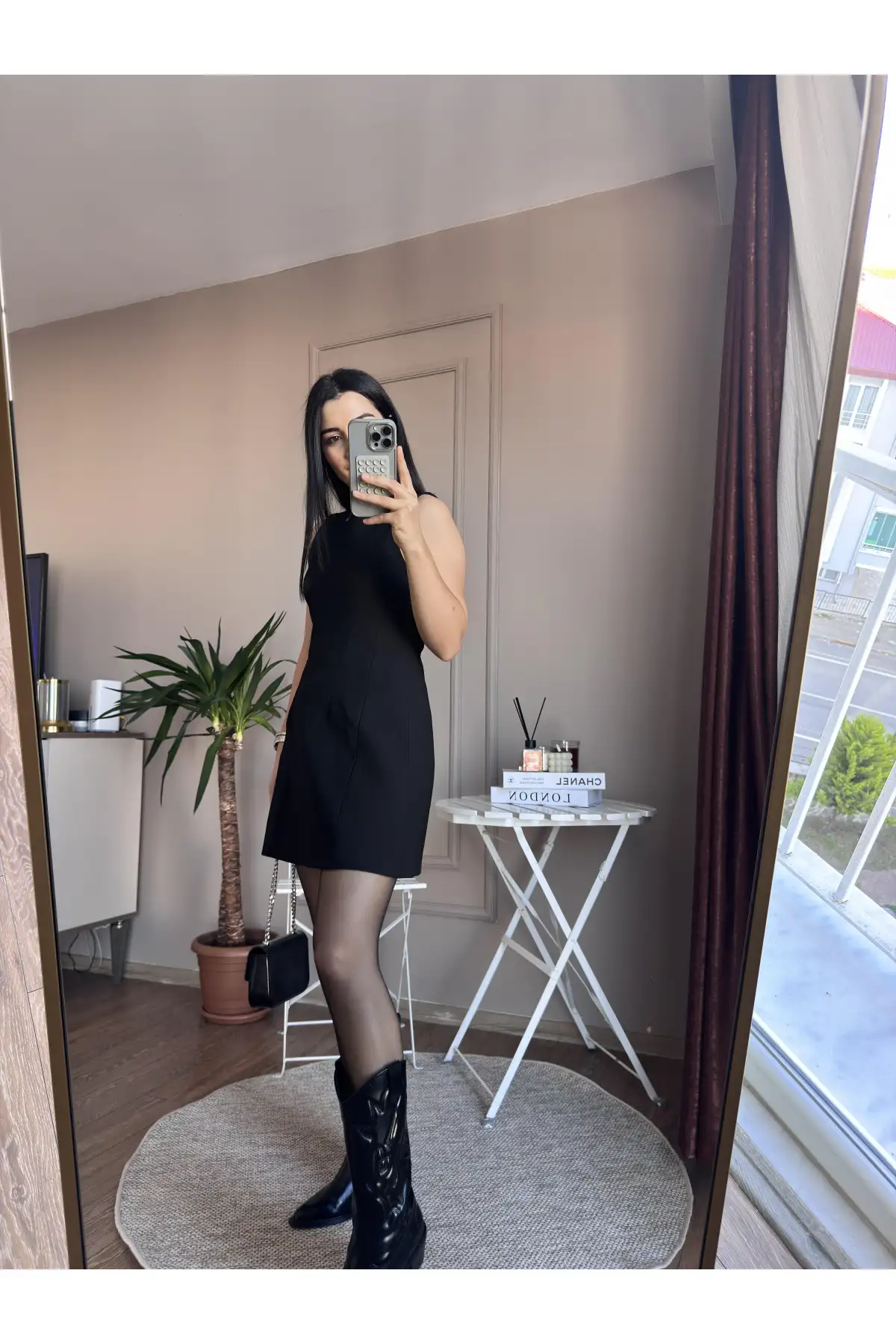 Mini Boy Kumaş Siyah Elbise