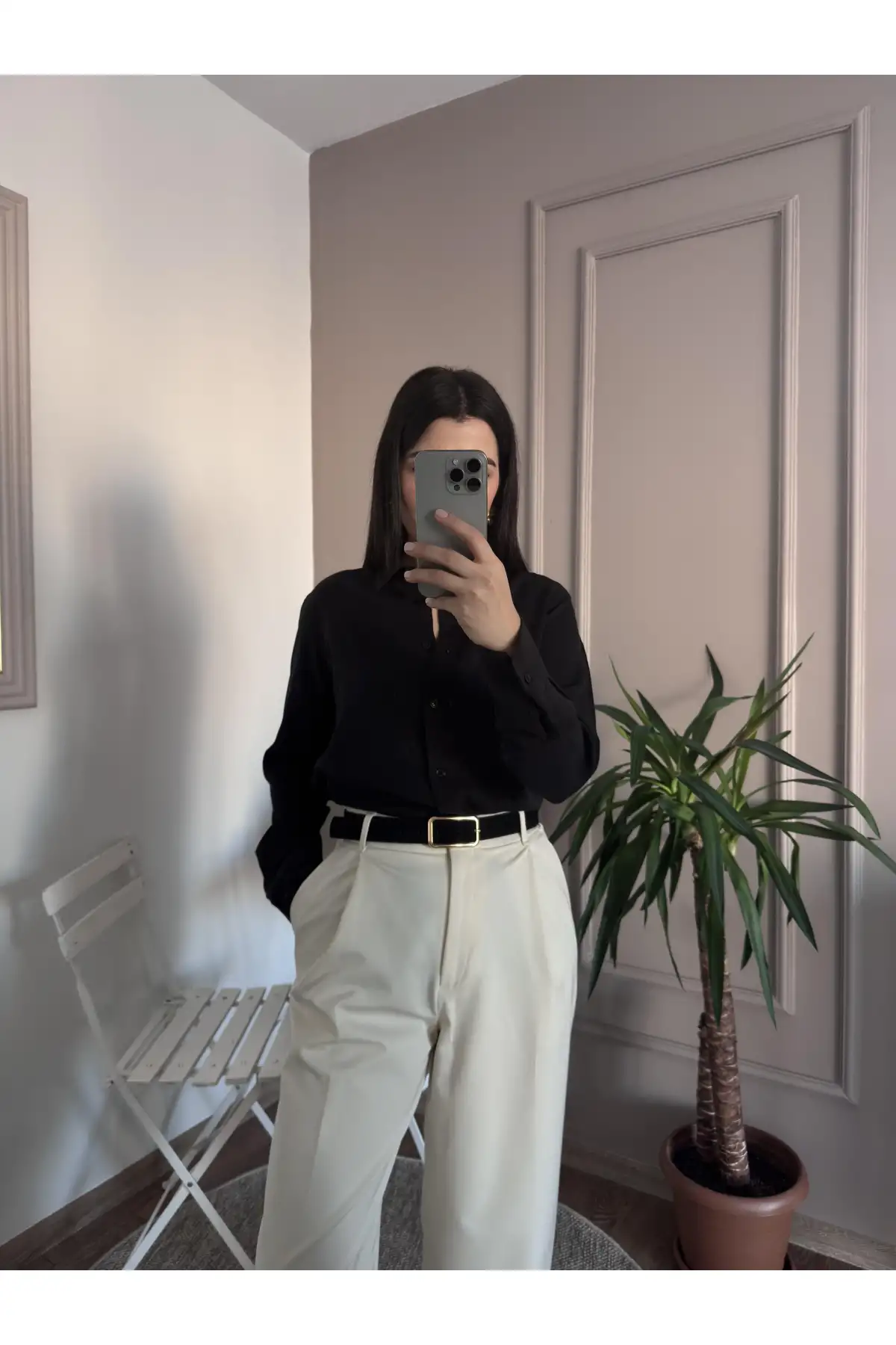 Poplin Kumaş Siyah Gömlek