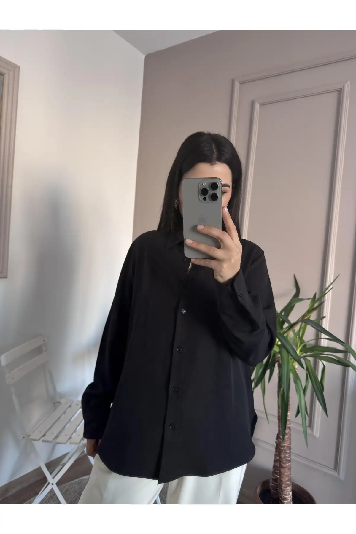 Poplin Kumaş Siyah Gömlek