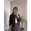 Düğmeli Yumoş Kahverengi Triko Hırka
