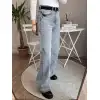 Yüksek Bel Mom Gri Kot Jean Pantolon