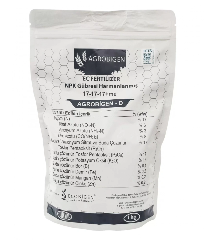 Agrobigen-D Npk Gübresi Harmanlanmış 17-17-17+Me 1Kg