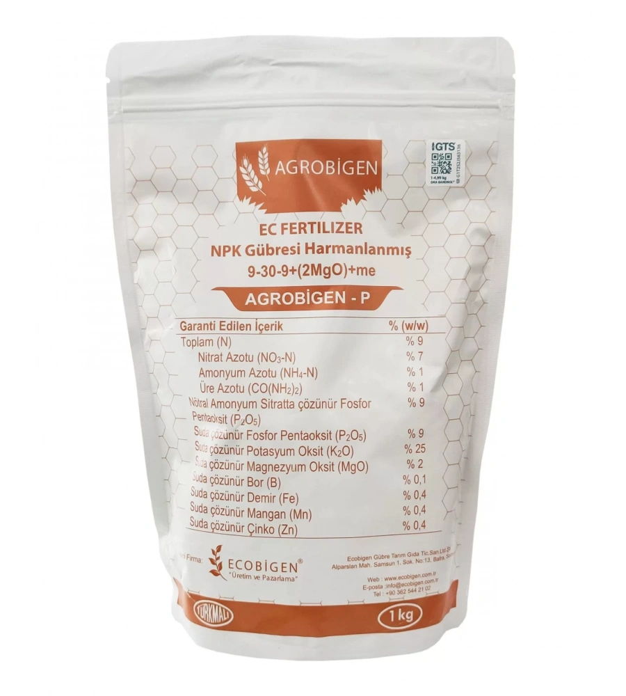 Agrobigen-P Npk Gübresi Harmanlanmış 9-30-9+(2Mgo)+Me 1Kg