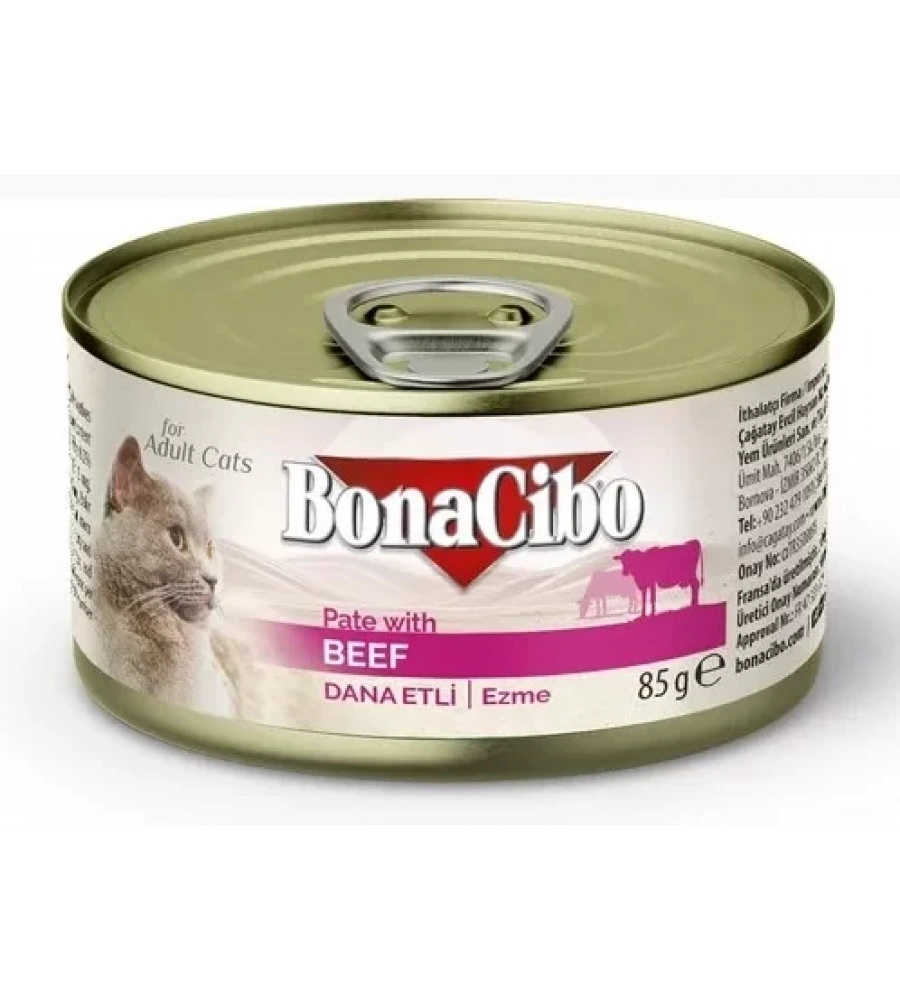 BonaCibo Ezme Dana Etli Yetişkin Yaş Kedi Maması 85gr