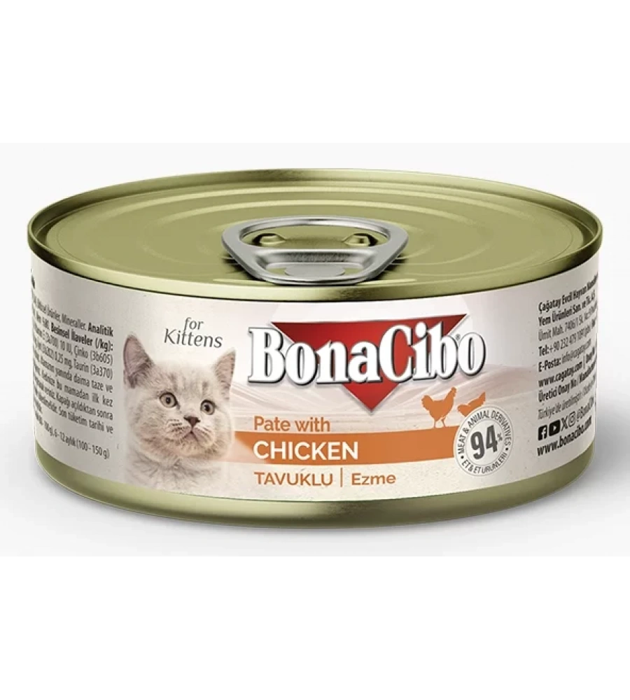 BonaCibo Ezme Tavuklu Yaş Yavru Kedi Maması 85gr