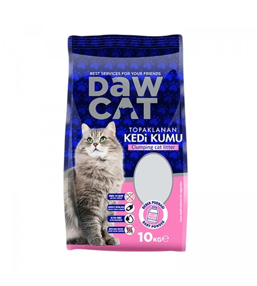 Dawcat 10Lt Bentonit Kedi Kumu Bebek Pudra Kokulu