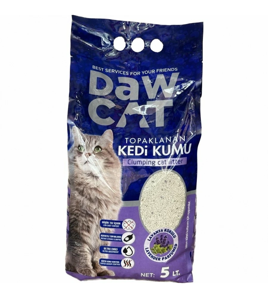 DAWCAT 5 LT BENTONİT KEDİ KUMU LAVANTA KOKULU