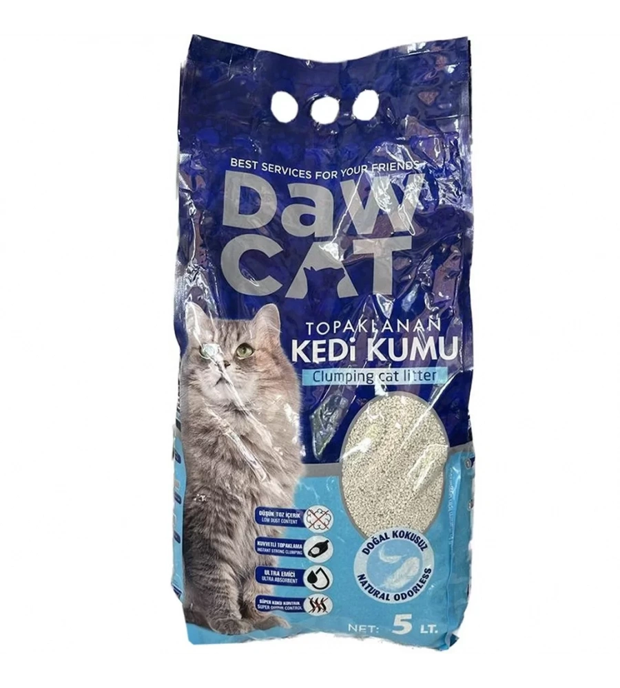 Dawcat 5Lt Bentonit Kedi Kumu Doğal Kokusuz