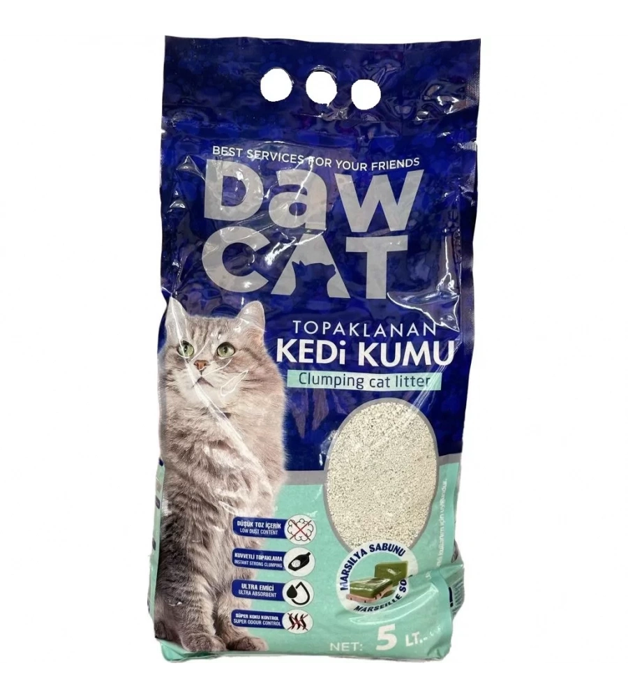 Dawcat 5Lt Bentonit Kedi Kumu Marsilya Sabun Kokulu