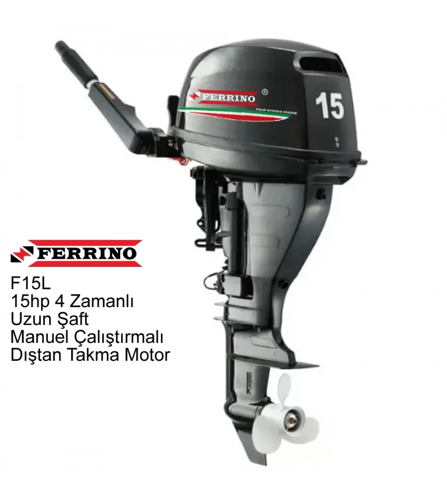 Ferrino 15hp 4 Zamanlı Uzun Şaft Manuel Çalıştırmalı Dıştan Takma Motor