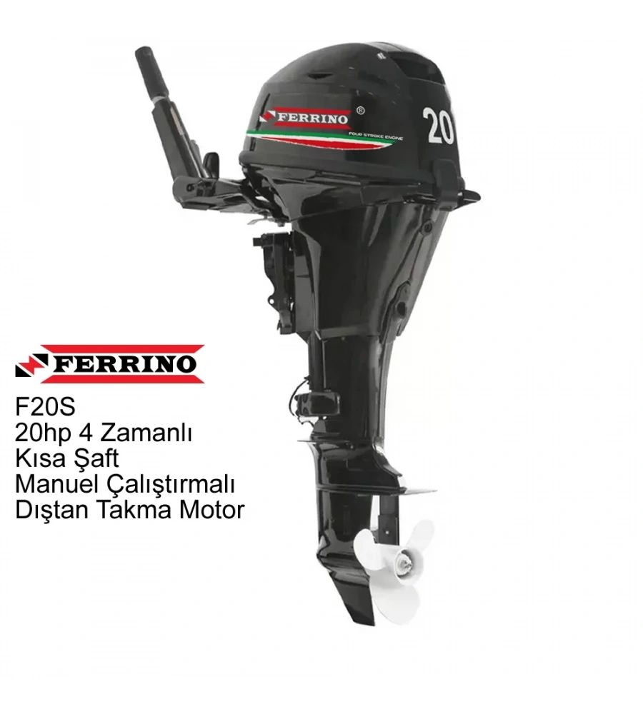 Ferrino 20hp 4 Zamanlı Kısa Şaft Manuel Çalıştırmalı Dıştan Takma Motor