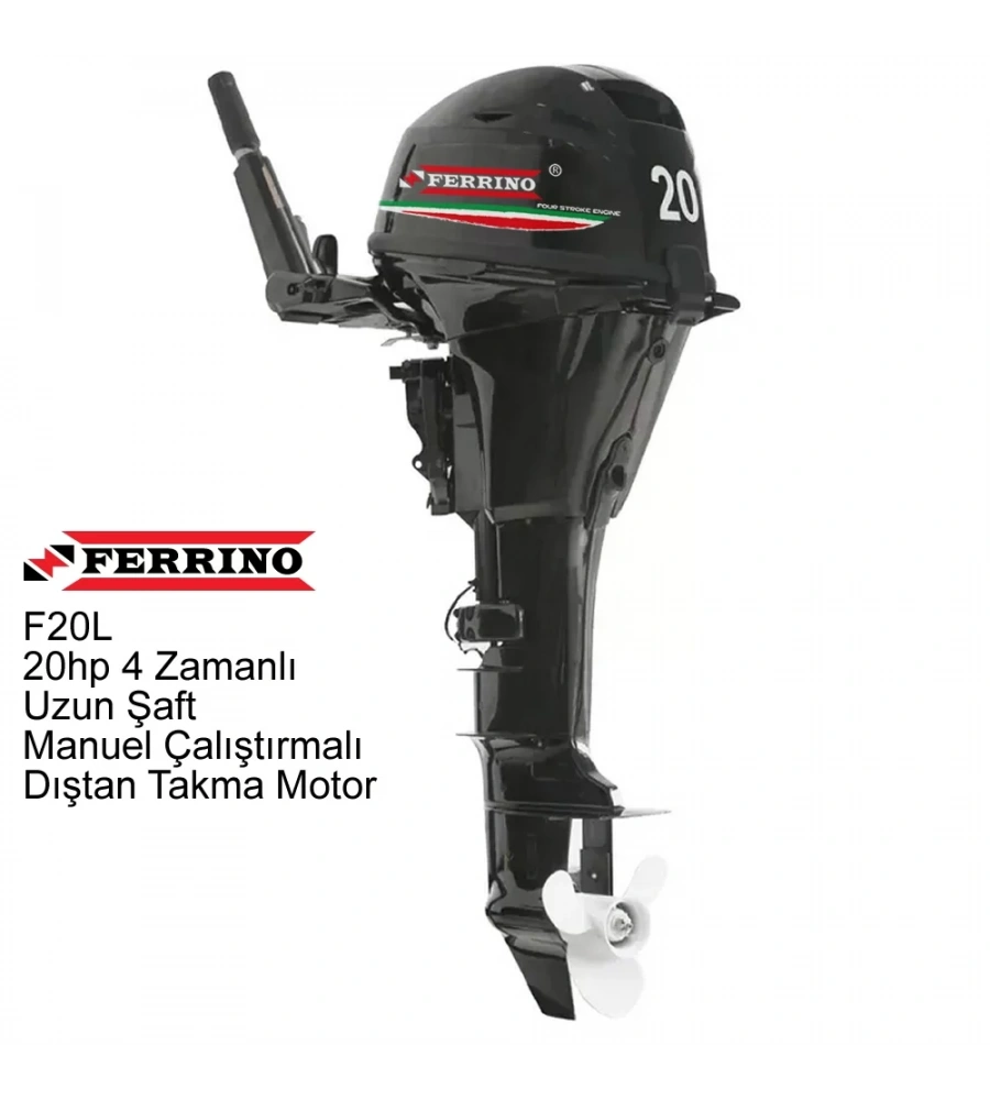 Ferrino 20hp 4 Zamanlı Uzun Şaft Manuel Çalıştırmalı Dıştan Takma Motor