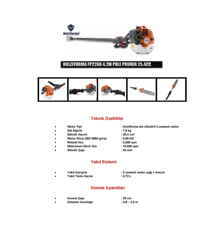 HOLZFFORMA FP226B TELESKOBİK BUDAMA TESTERESİ 4.2M