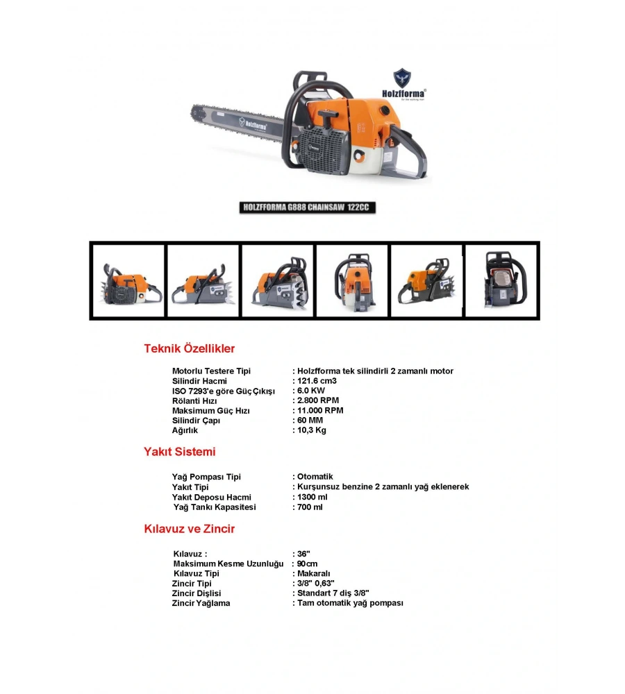 HOLZFFORMA G888 BENZİNLİ MOTORLU TESTERE