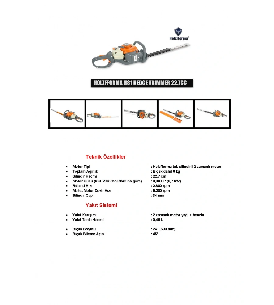HOLZFFORMA H81 ÇİT BUDAMA MAKİNESİ