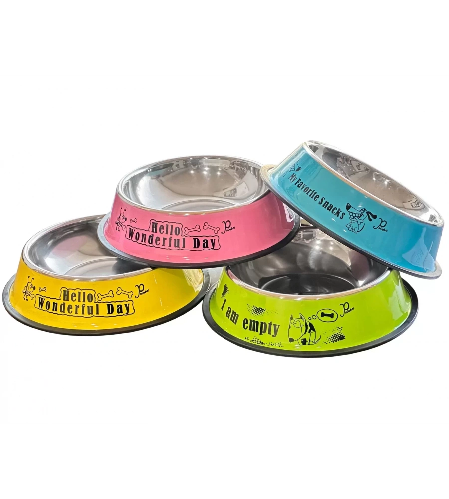 Kedi Köpek Çelik Renkli Metal Mama Su Kabı 26Cm Hb1026