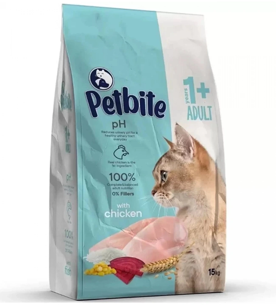 PETBİTE YETİŞKİN TAVUKLU KEDİ MAMASI 15 KG
