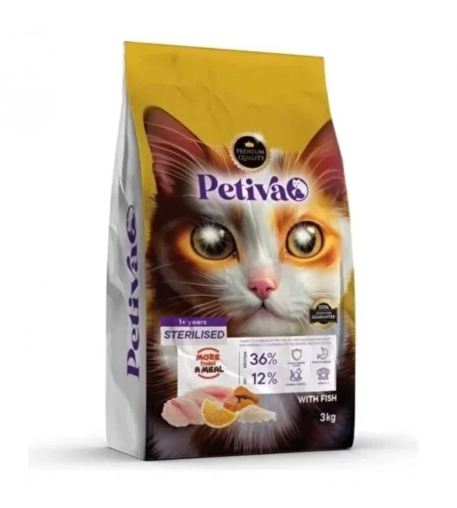 Petiva Kısırlaştırılmış Balıklı Kedi Maması 3 Kg