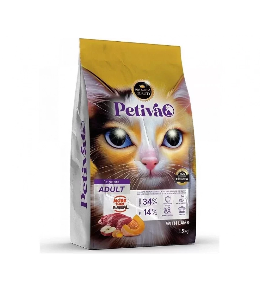 Petiva Yetişkin Kuzulu Kedi Maması 1.5 Kg