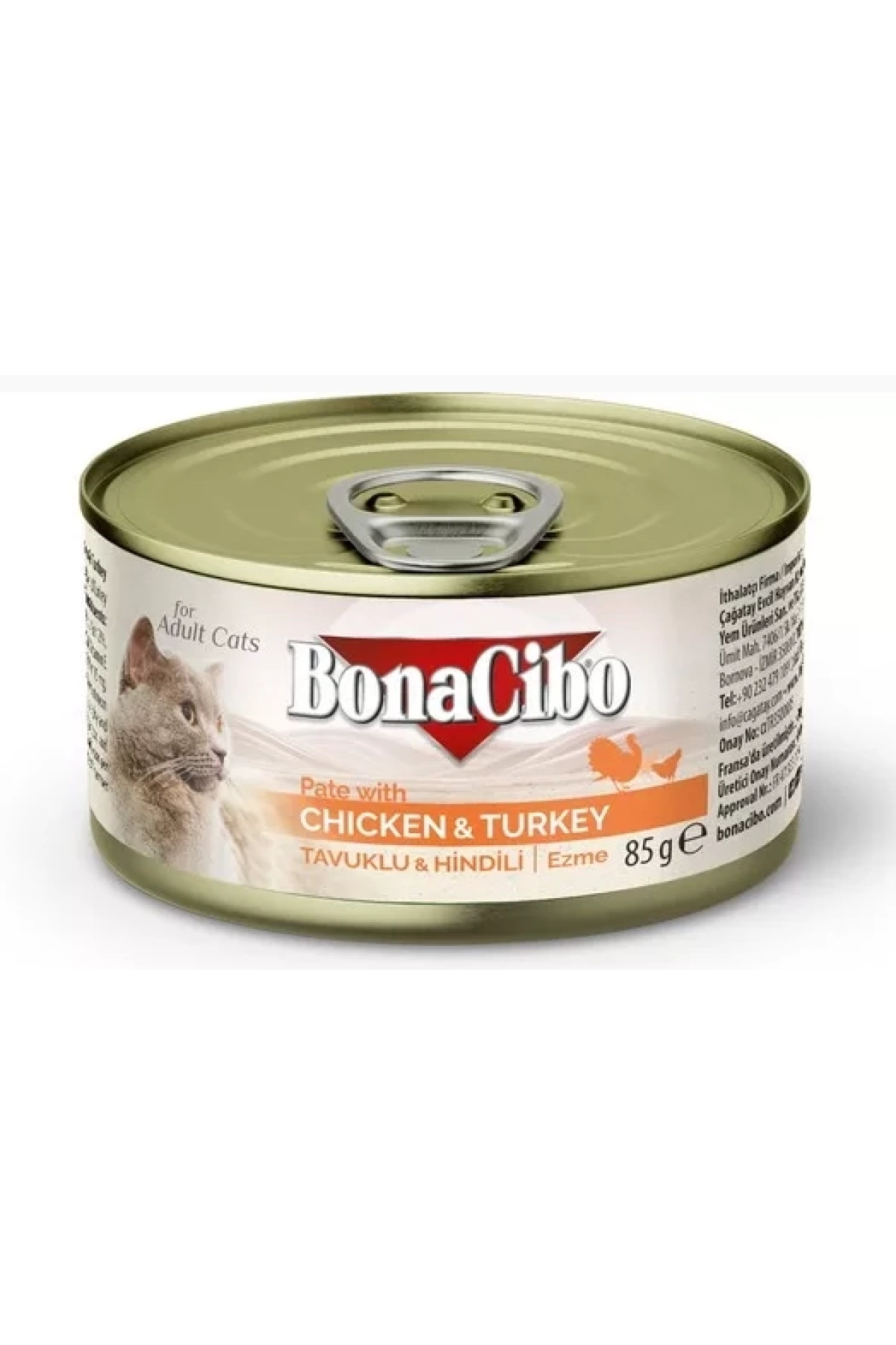 BonaCibo Ezme Tavuklu & Hindili Yetişkin Yaş Kedi Maması 85gr