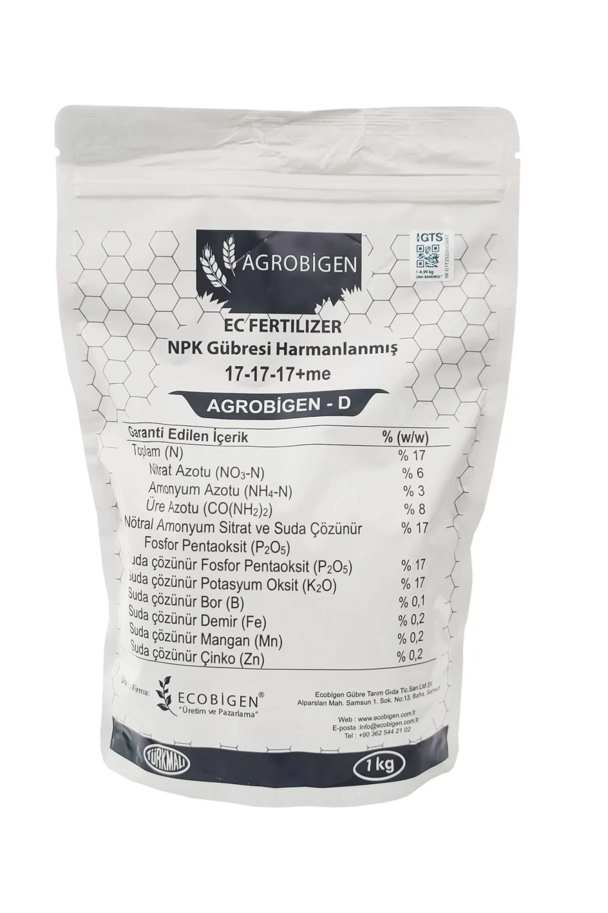 Agrobigen-D Npk Gübresi Harmanlanmış 17-17-17+Me 1Kg