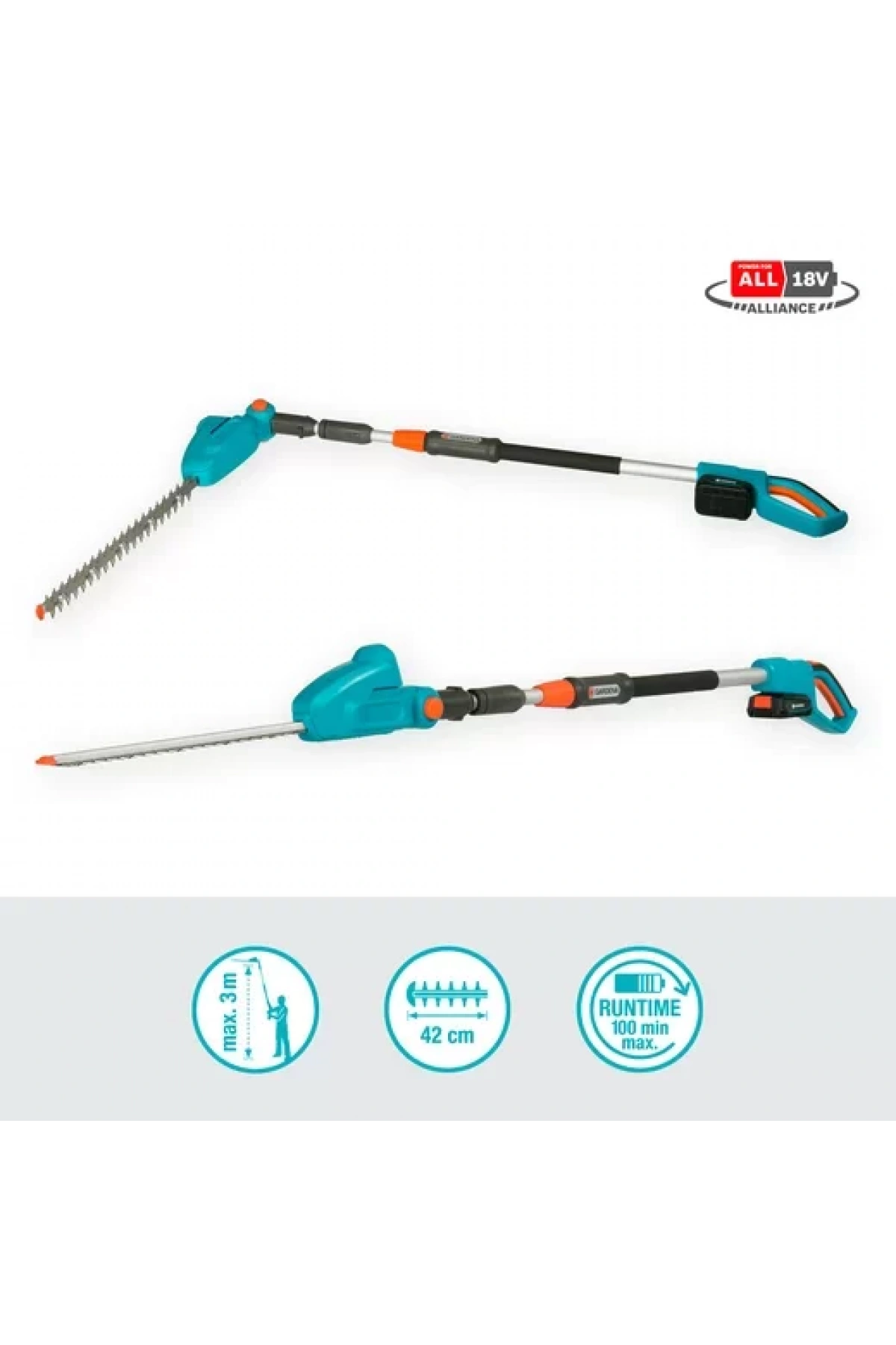Akülü Teleskopik Çit Budama Makinesi THS 42/18V P4A Kullanıma Hazır Set