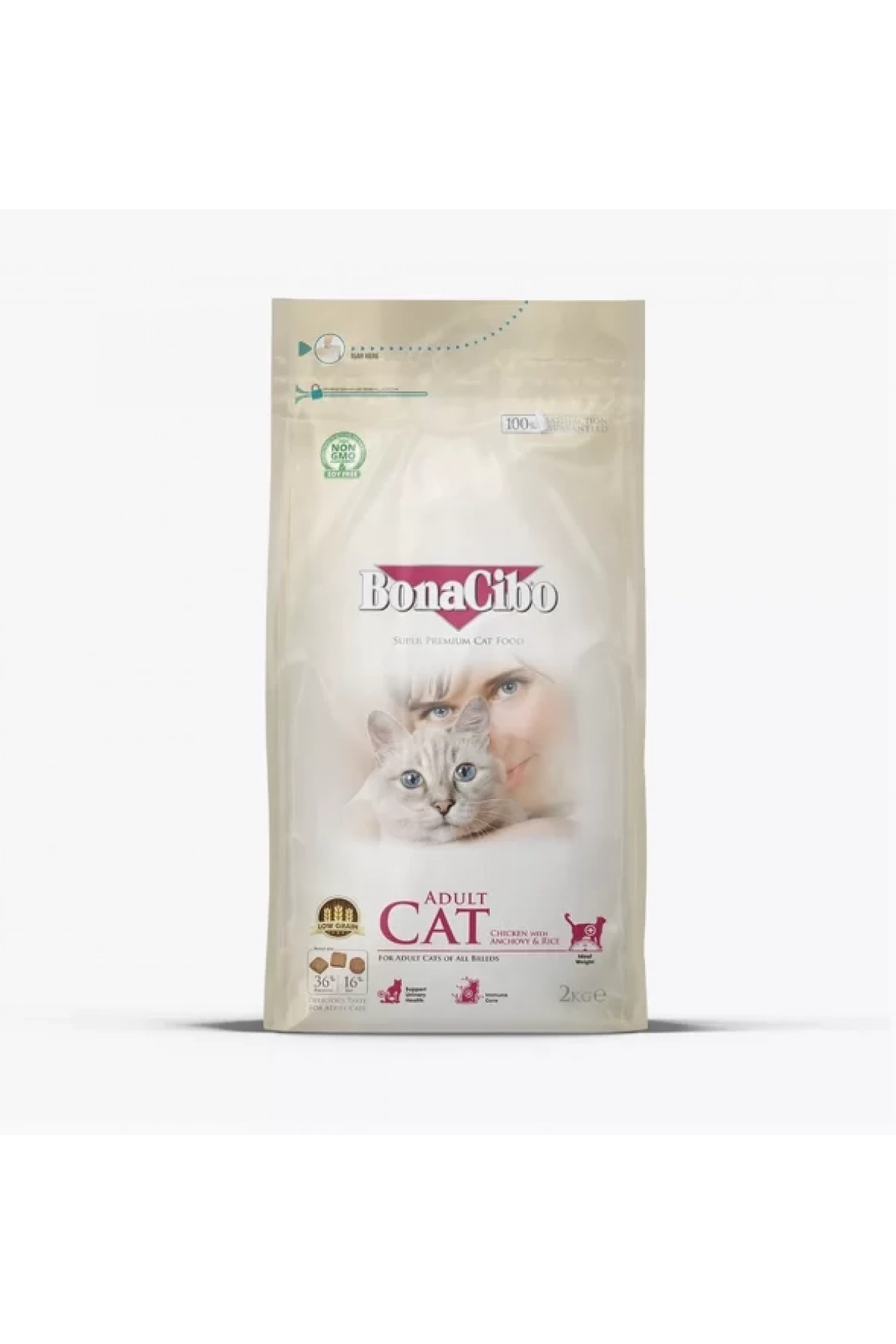 BonaCibo Adult Cat Tavuklu (Hamsi ve Pirinç eşliğinde) Yetişkin Kedi Maması 2kg