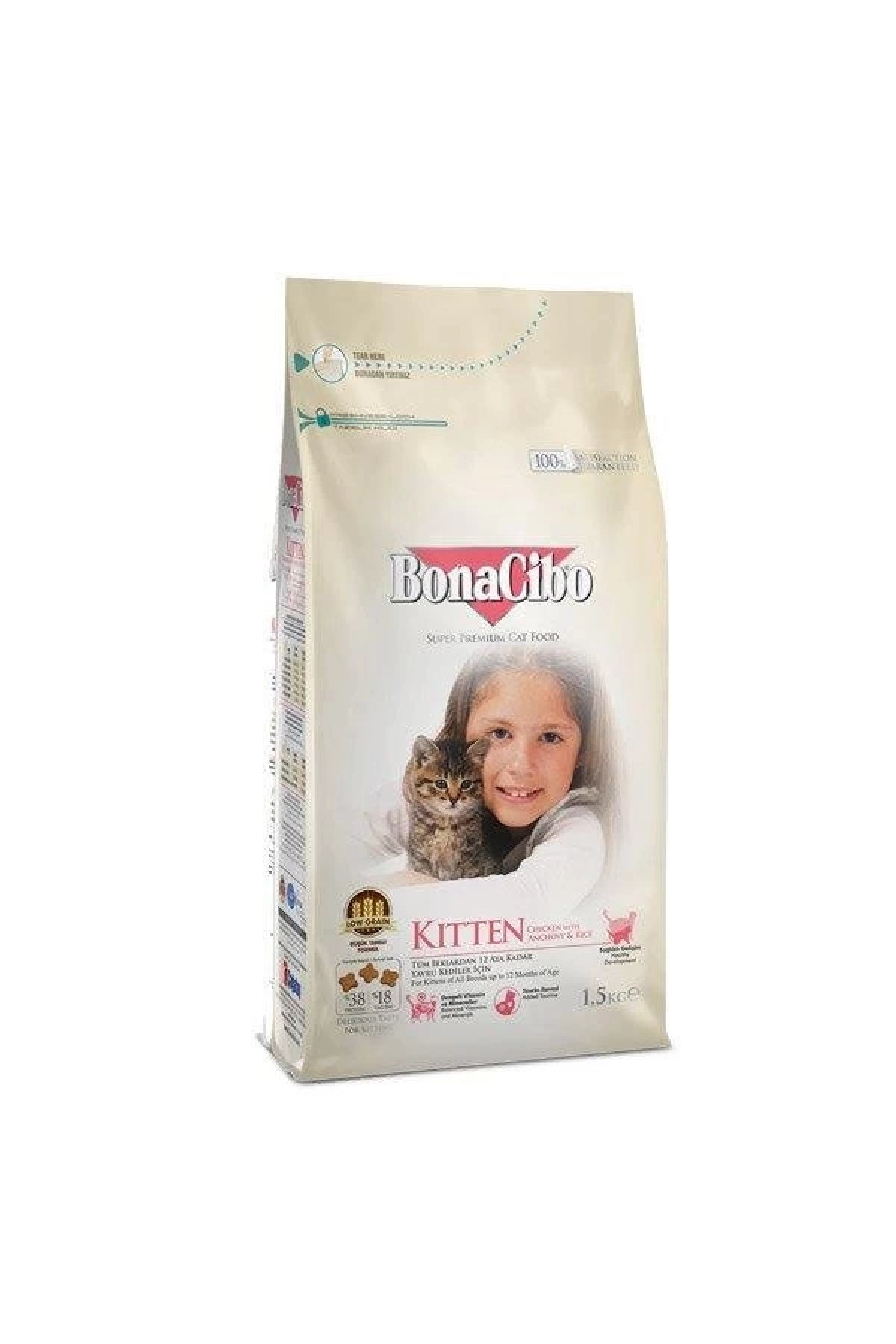 Bonacibo Kitten Tavuklu Yavru Kedi Maması 1.5Kg (Hamsi Ve Pirinç Eşliğinde)