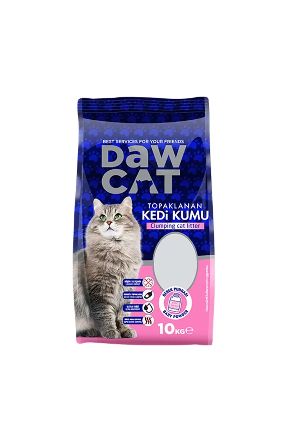 Dawcat 10Lt Bentonit Kedi Kumu Bebek Pudra Kokulu