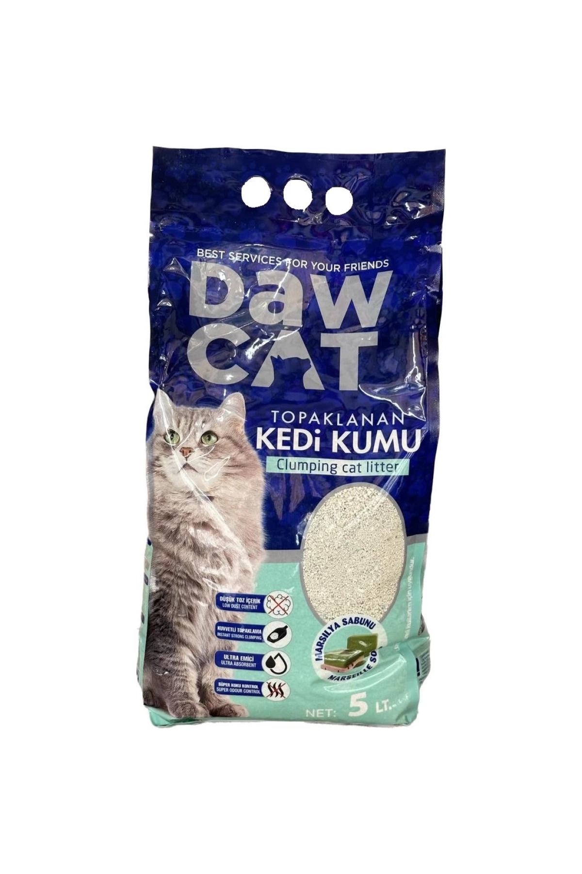 Dawcat 5lt Bentonit Kedi Kumu Marsilya Sabun Kokulu